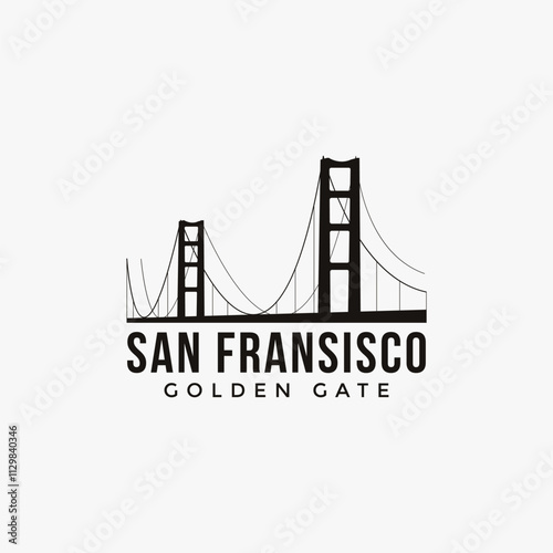Landmark Golden gate logo, san Francisco bridge logo vector template on white background