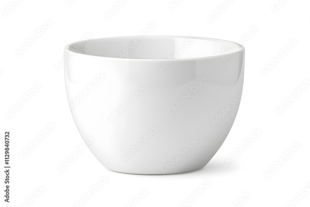 A simple white ceramic bowl, suitable for serving food or holding items. A simple white ceramic bowl, suitable for serving food or holding items.