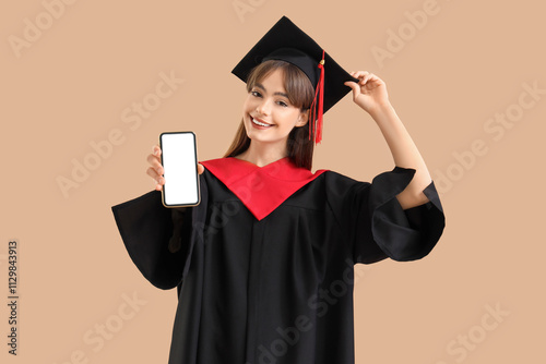 Female graduate with blank ...