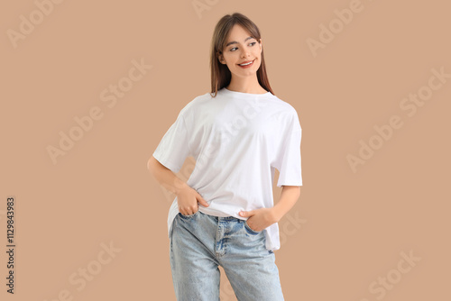 Young woman in white t-shir...