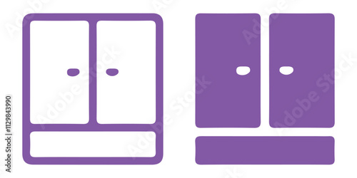 Two Door Cupboard Icon Collection. Black Bathroom Cabinet. With a White Background.