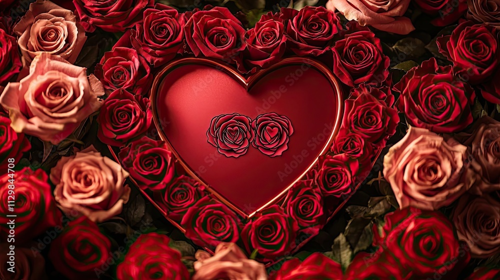 A heart-shaped arrangement of roses in vibrant colors, symbolizing love and affection. A heart-shaped arrangement of roses in vibrant colors, symbolizing love and affection.