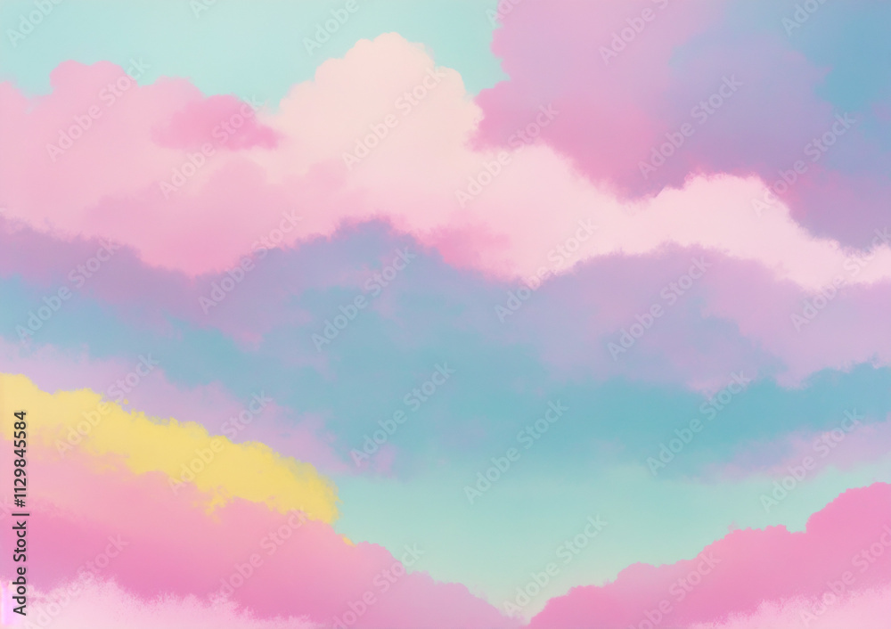 clouds in the sky in pastel paint colors with accents of light pink, yellow, and violet clouds in the sky in pastel paint colors with accents of light pink, yellow, and violet