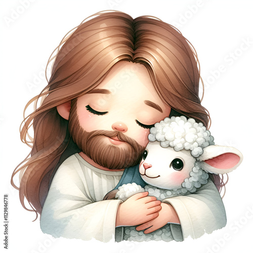 Jesus holding a baby sheep