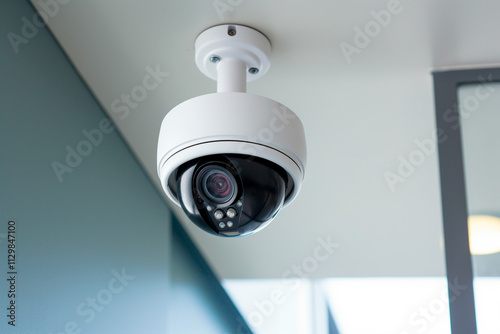 Surveillance camera maintaining local security through constant monitoring. photo