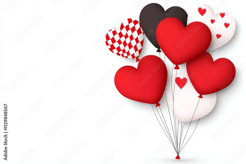 Heart-shaped balloons celebratory event romantic theme whimsical setting close-up view love and joy concept Heart-shaped balloons celebratory event romantic theme whimsical setting close-up view love and joy concept