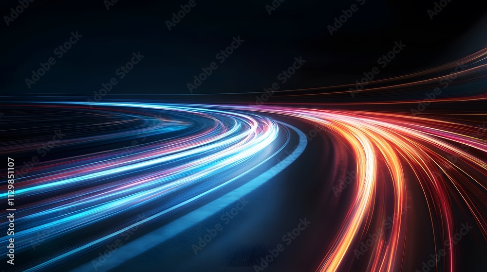 Abstract Night Road Light Trails Dynamic Speed Abstract Night Road Light Trails Dynamic Speed