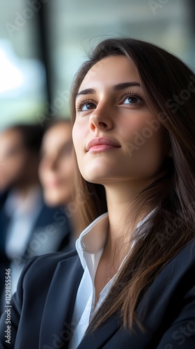 Wallpaper Mural Thoughtful businesswoman listening attentively in a meeting. Torontodigital.ca