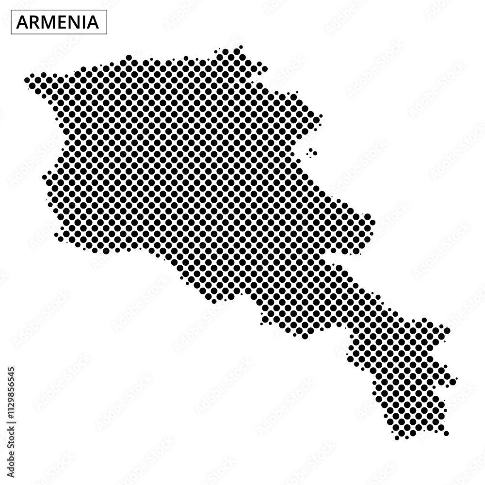 Obraz premium Exploring the dotted representation of Armenia's geographical outline and features
