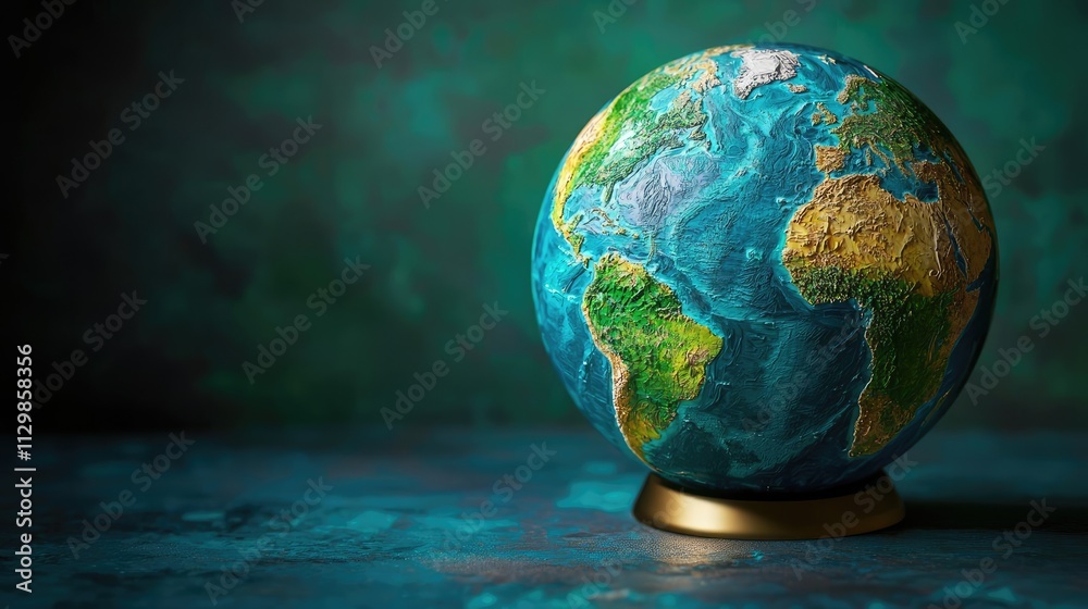 Map atlas concept. A detailed world globe showcasing vibrant colors and topographical features. Map atlas concept. A detailed world globe showcasing vibrant colors and topographical features.