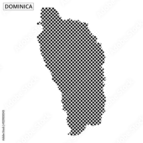 Outline of Dominica displayed in a black grid pattern against a pale background