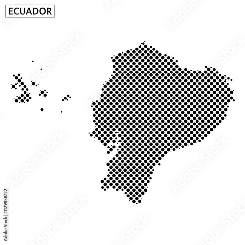 Map of Ecuador illustrating geographical features with dot pattern design