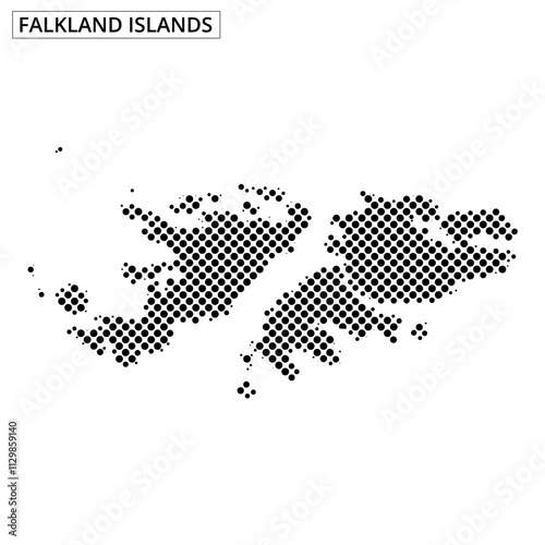 Falkland Islands highlighted on a dotted map showcasing geographical features clearly