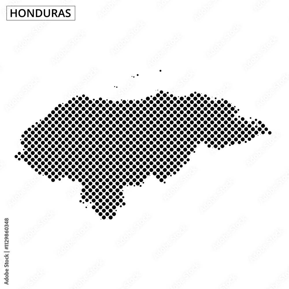 Fototapeta premium Map outline of Honduras with dot pattern highlighting the country’s shape