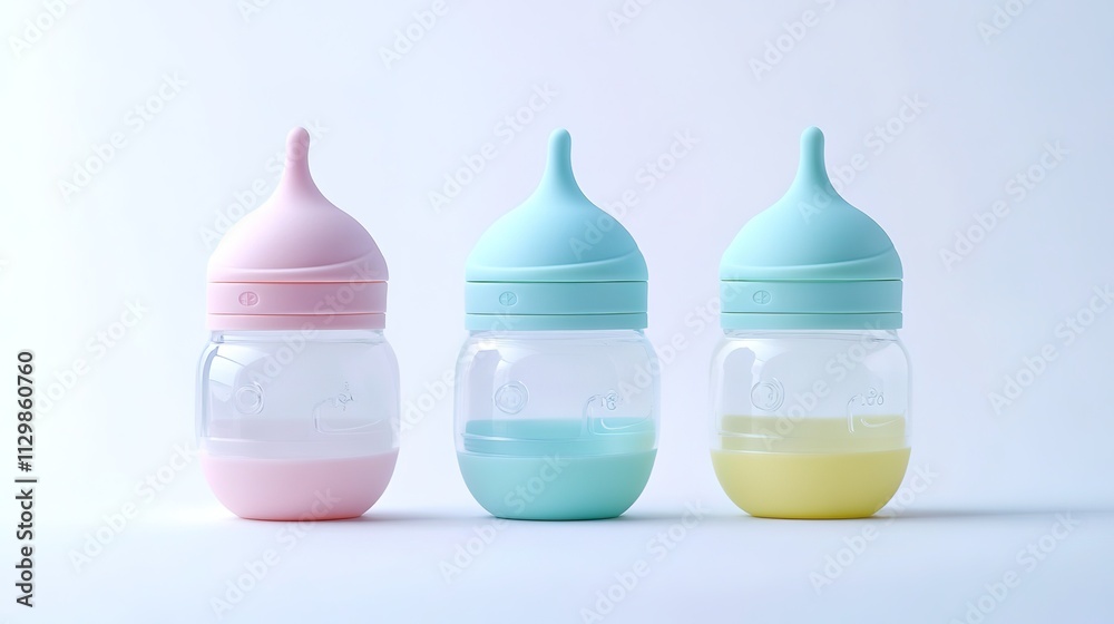 Simple baby bottle in a clean minimalist design on a white background, featuring soft curves and neutral tones, symbolizing infant care and nourishment. Simple baby bottle in a clean minimalist design on a white background, featuring soft curves and neutral tones, symbolizing infant care and nourishment.