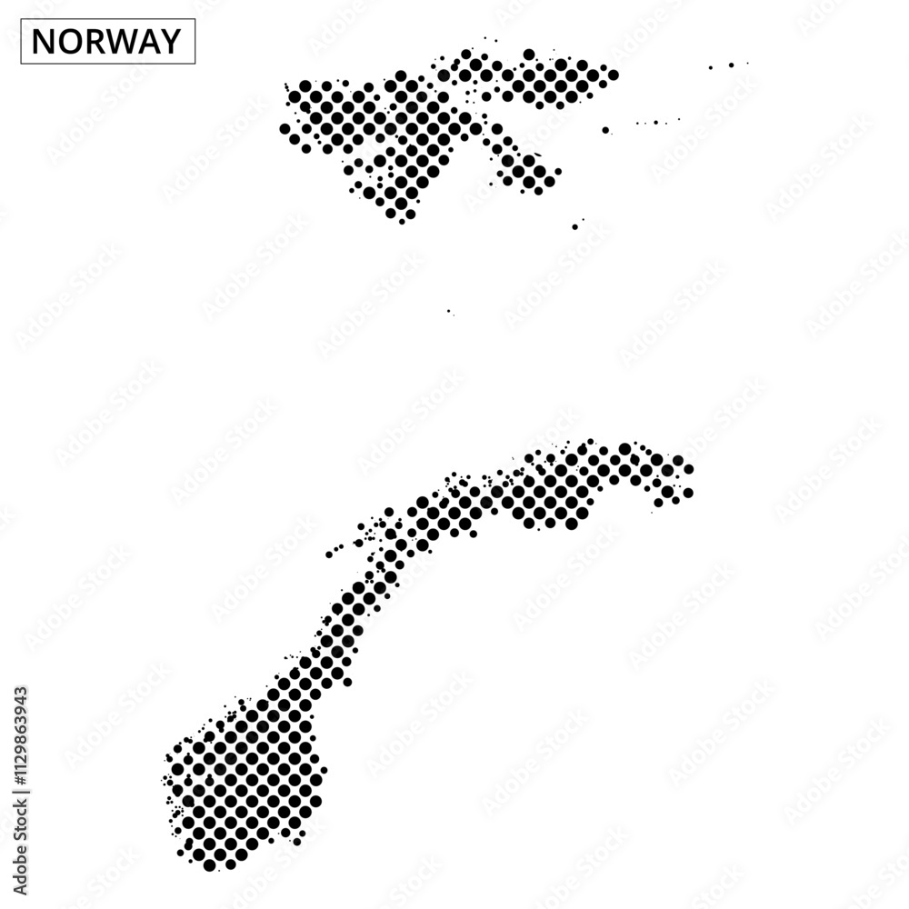Detailed outline of Norway with dotted pattern and abstract background design Detailed outline of Norway with dotted pattern and abstract background design