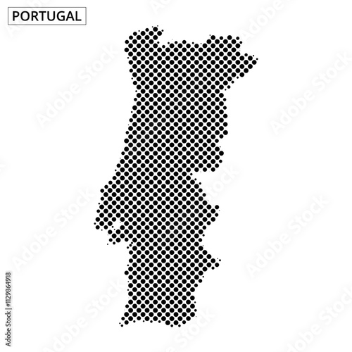 Illustration of Portugal with dotted outline showing geographic shape and borders