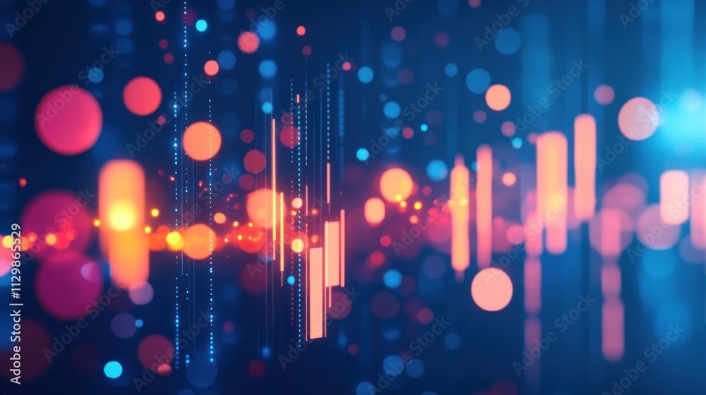 Abstract Digital Background with Bokeh Lights and Lines