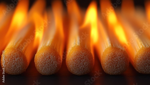 Burning Matches: Close-Up of Fiery Matchsticks photo