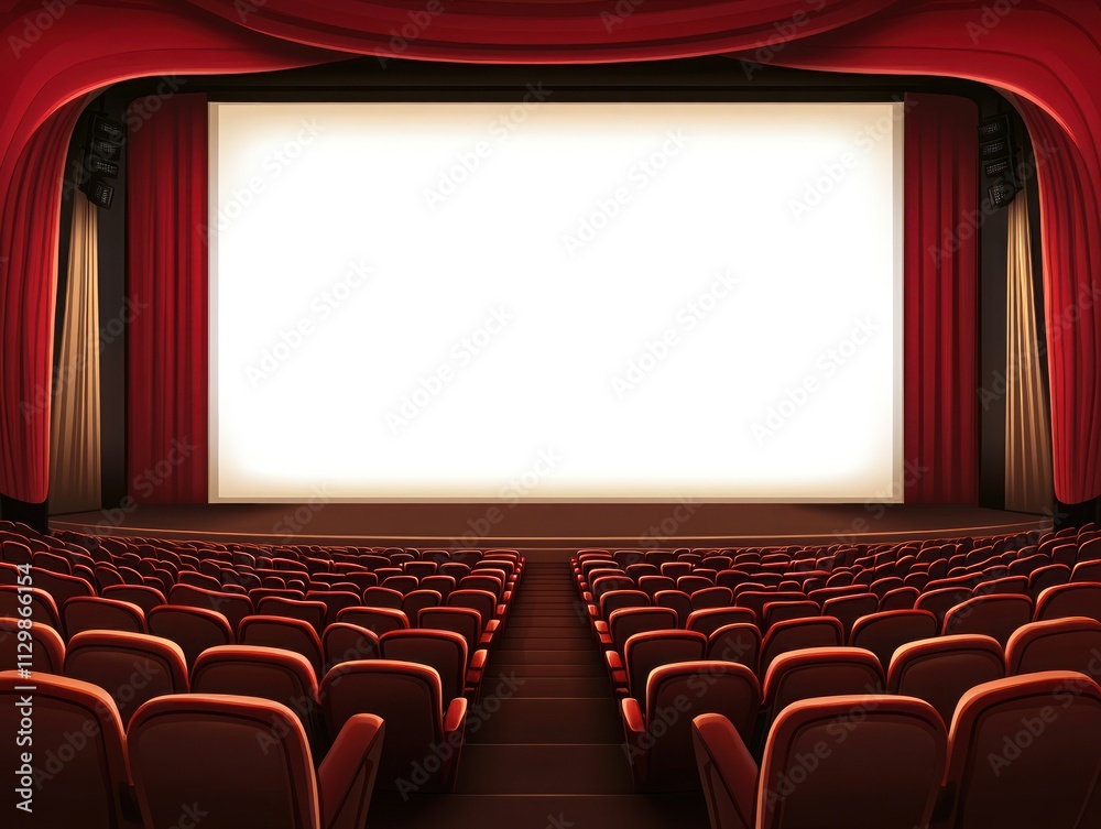 Fototapeta premium Empty Movie Theater Seats and Screen