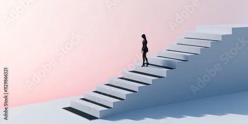 Woman Climbing Stairs to Success