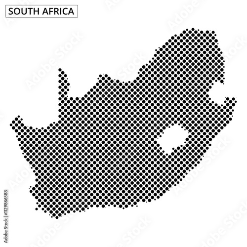 Map representation of South Africa with dotted pattern and light effects displayed