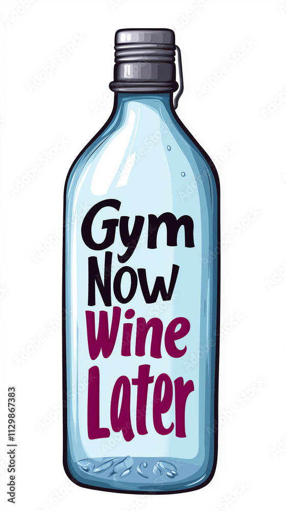 Gym now wine later: funny fitness motivation quote on water bottle Gym now wine later: funny fitness motivation quote on water bottle