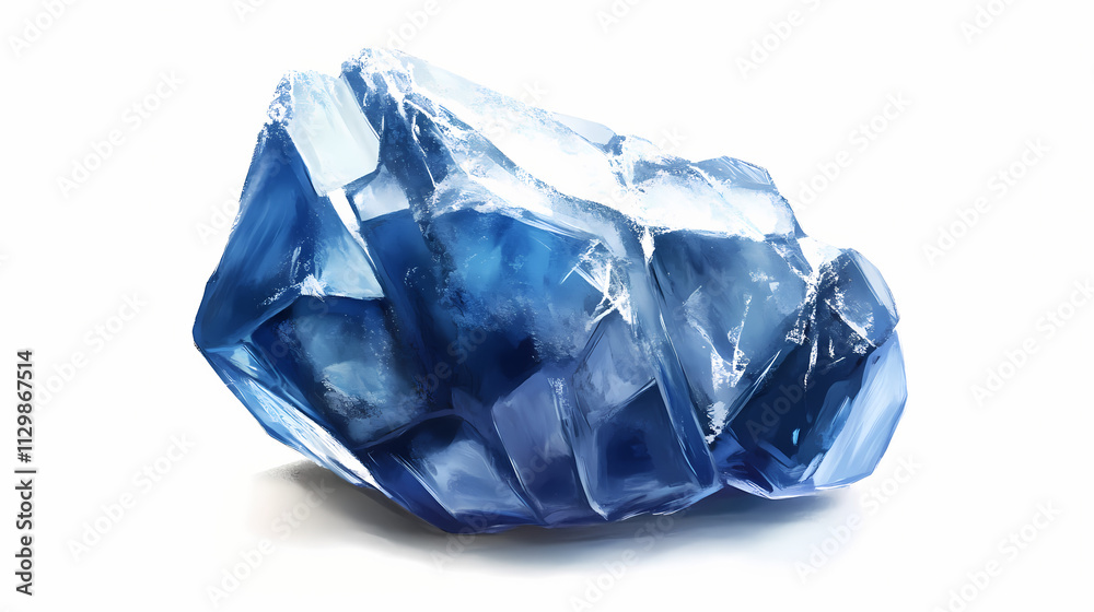 Raw sapphire stone, white background. Sapphire. Illustration Raw sapphire stone, white background. Sapphire. Illustration