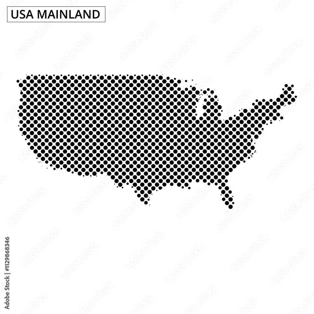 Fototapeta premium Detailed dot map representation of the United States of America with Alaska and Hawaii