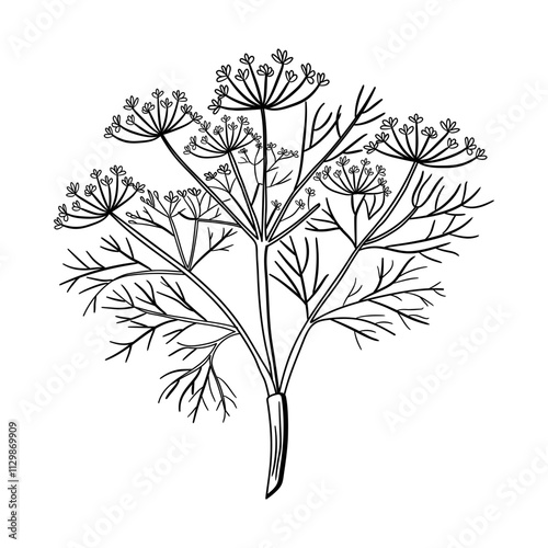 A doodle style icon of dill stem