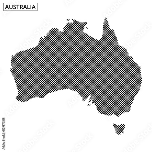 Australia map illustrated with dot patterns showcasing geographical features
