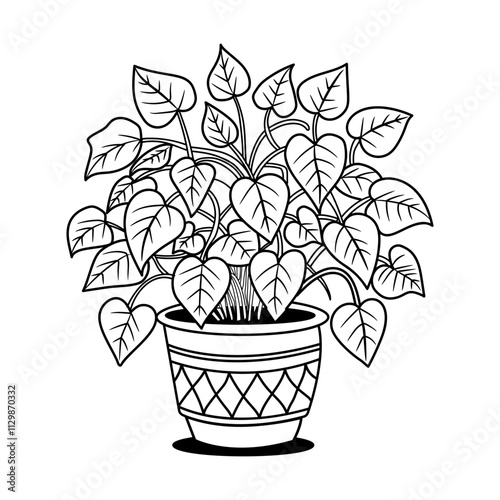 A doodle style icon of potted plant