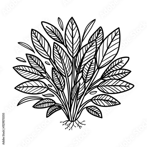 A hand drawn icon of sage herb
