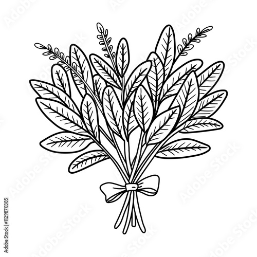 A sketchy style icon of sage leaves