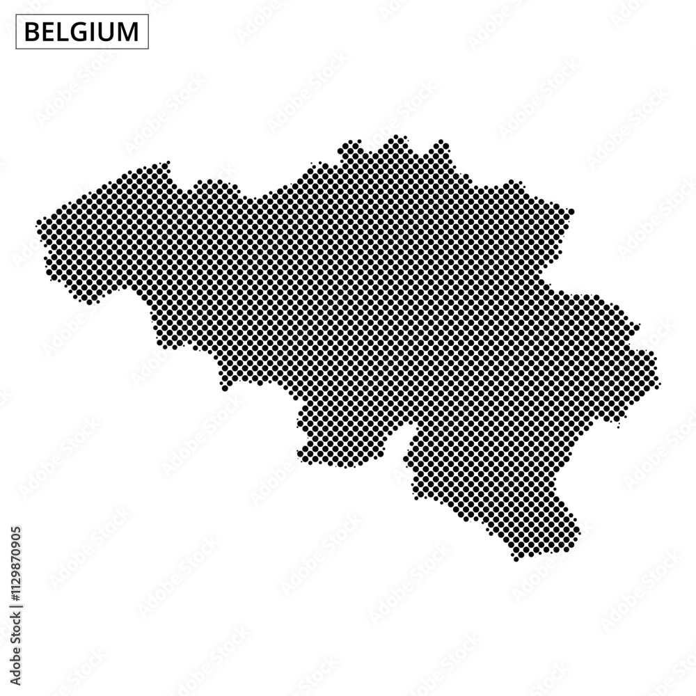 Fototapeta premium Map of Belgium with dotted pattern highlighting its geographical features
