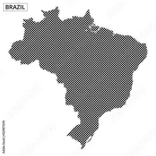 Brazil's geographical outline in a dotted design demonstrating its unique shape