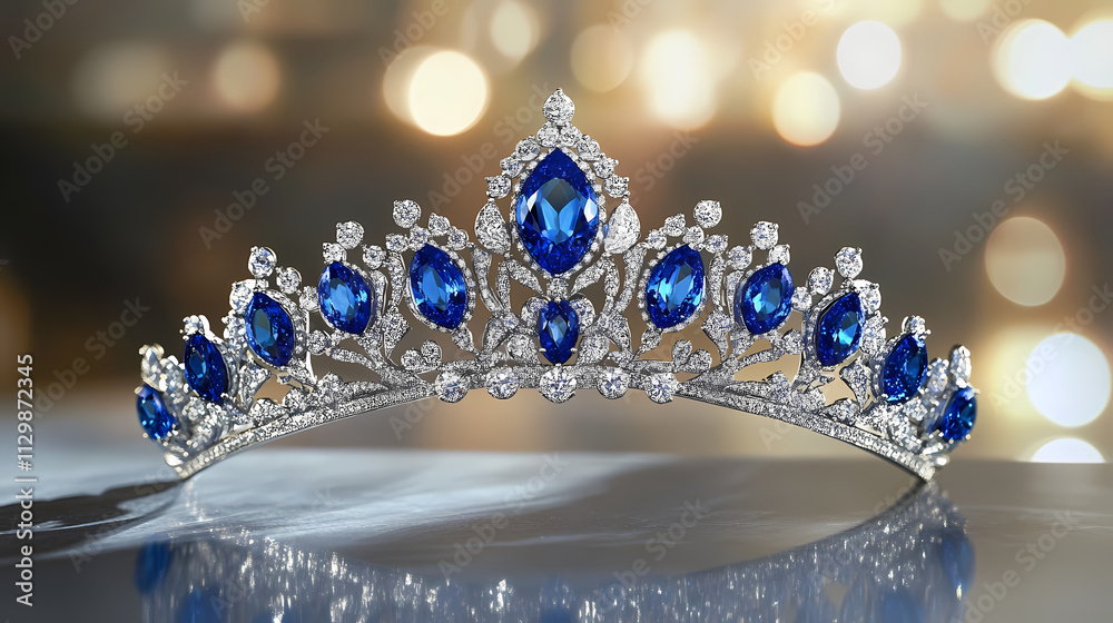 Luxurious and elegant blue sapphire and diamond tiara. Sapphire. Illustration Luxurious and elegant blue sapphire and diamond tiara. Sapphire. Illustration