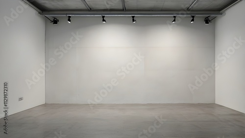 Empty minimalist room with gray wall design