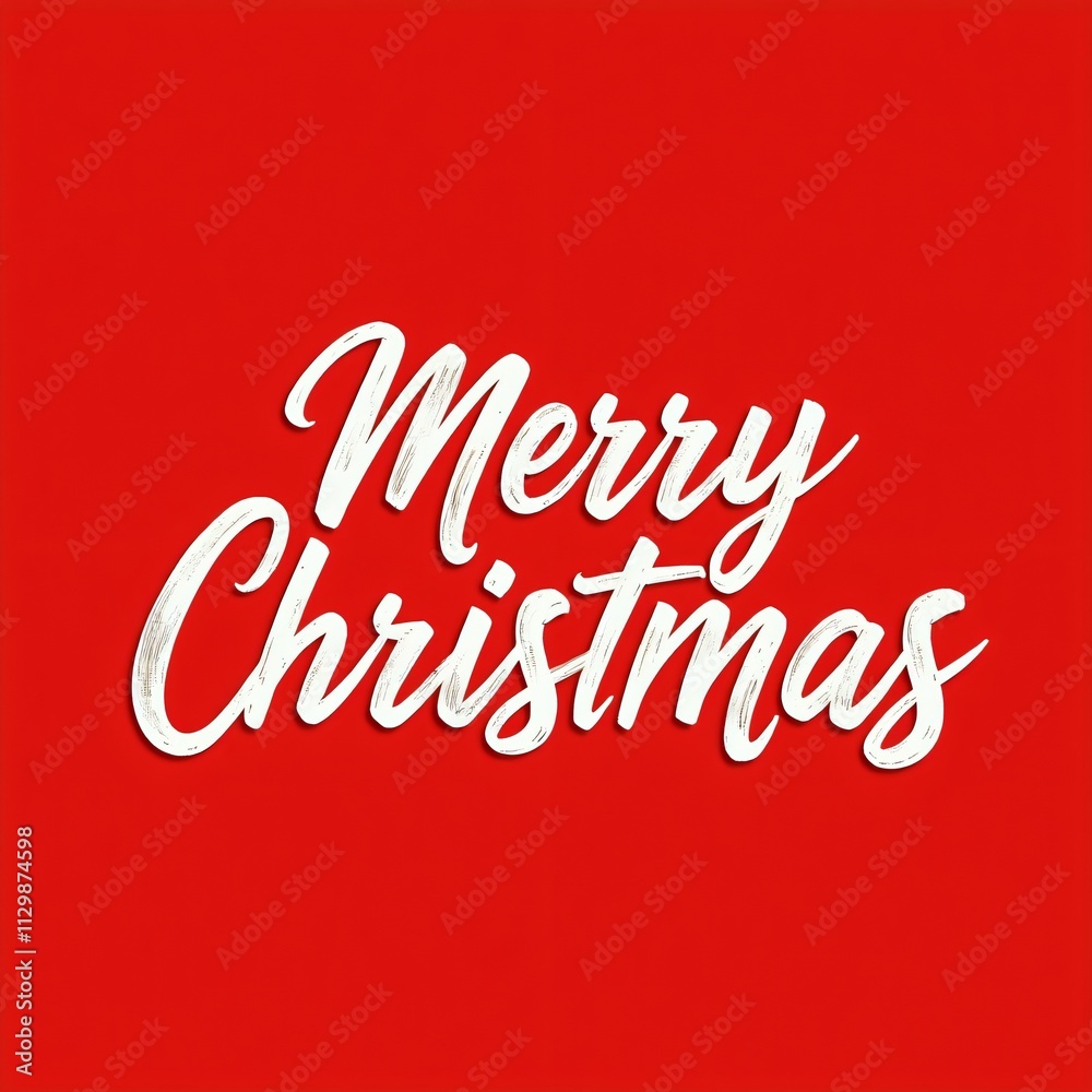 Merry Christmas white ink calligraphy lettering isolated on red background. Merry Christmas and Happy New Year. Festive holiday greeting card design with text for seasonal wishes Merry Christmas white ink calligraphy lettering isolated on red background. Merry Christmas and Happy New Year. Festive holiday greeting card design with text for seasonal wishes