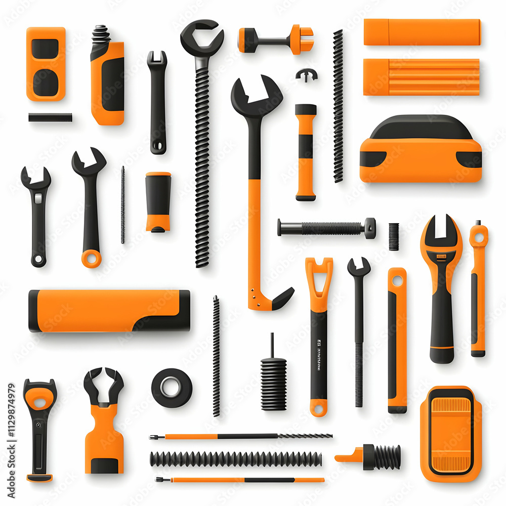 Orange and Black Tool Kit 3D Illustration Orange and Black Tool Kit 3D Illustration