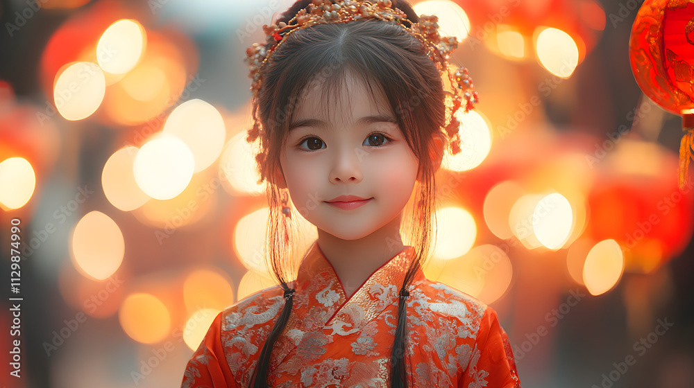 Lunar New Year Celebration Traditional Chinese Outfit Girl Child Lunar New Year Celebration Traditional Chinese Outfit Girl Child