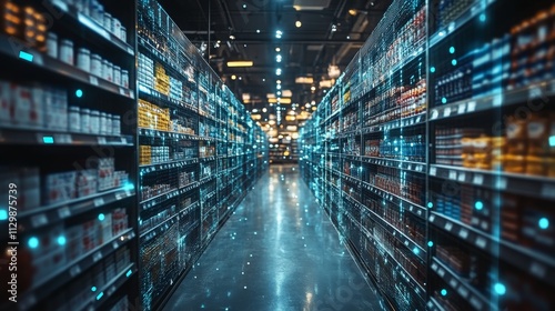 Hyperautomation transforms retail aisles in a modern supermarket for enhanced real-time shopping