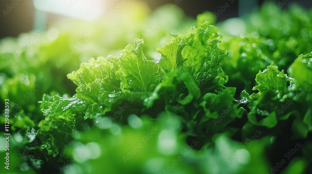 fresh, vibrant lettuce leaves, symbolizing growth, renewal, and health. The intricate texture and green color evoke feelings of freshness, vitality, and organic nourishment