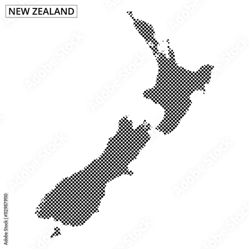 Design of New Zealand map highlighted with dot pattern