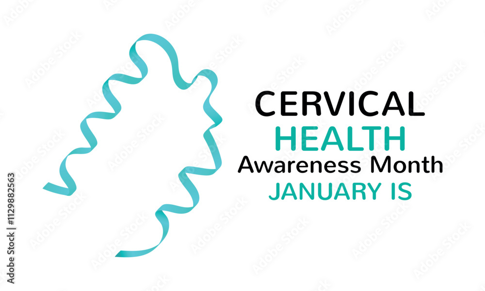 Cervical Health awareness month banner ribbon observed each year during January. Cervical Health awareness month banner ribbon observed each year during January.