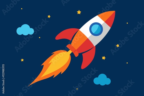 A rocket ship launching into space 
