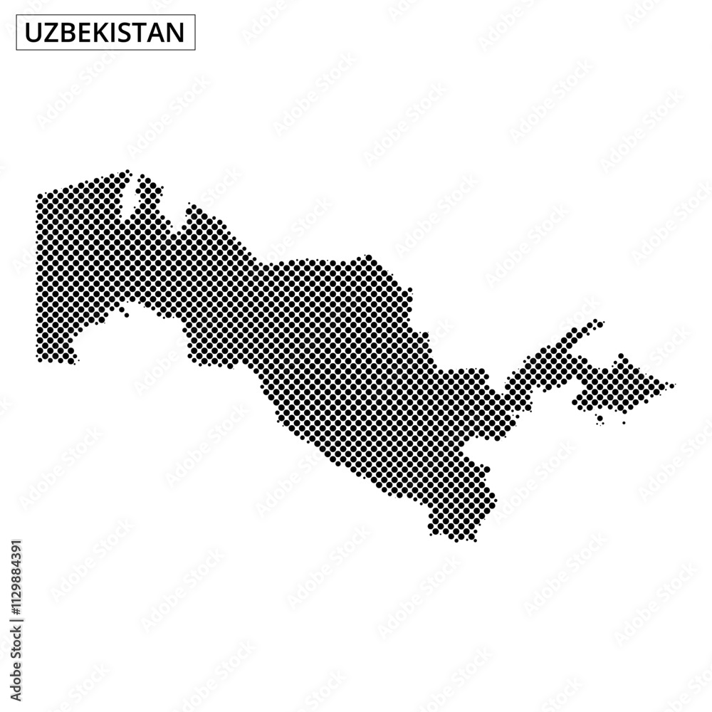 Fototapeta premium Outline of Uzbekistan with dotted pattern and abstract background design
