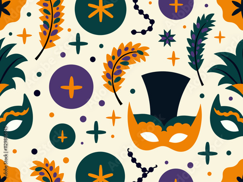  mardi gras new orleans themes, geometric, flat colors, depicting