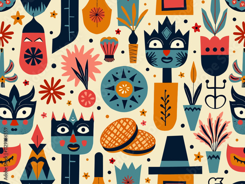  mardi gras new orleans themes, geometric, flat colors, depicting