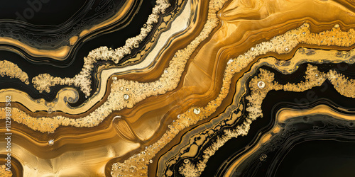 Luxury Gold Black Abstract Marble Texture Background photo